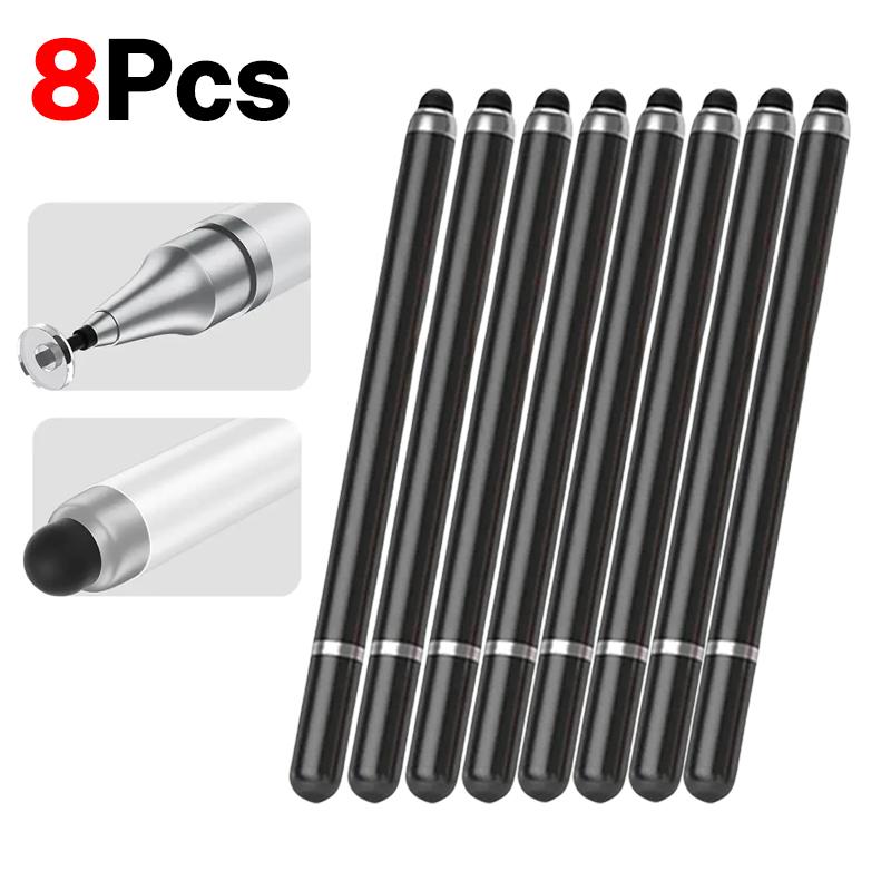1-8Pcs Double-Headed Universal Stylus Pen For iPad Tablet Android IOS Phone Drawing Writing Capacitive Screen Touch Stylus Pens