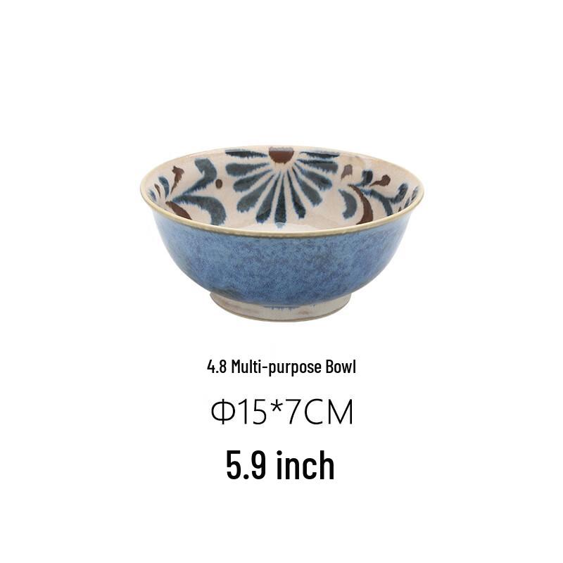 ZISIZ Okinawa Flower Ceramic Multi-Purpose Bowl, 4.8-inch