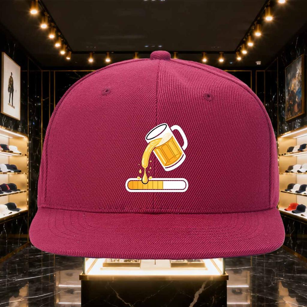 Beer Loading Bar Funny Graphic Flat Brim Baseball Cap Polyester Casual Streetwear Snapback Hat