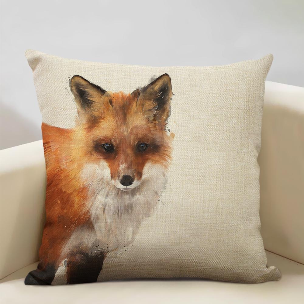 Animal Portrait Bear Lion Tiger Deer Cushion Cover Home Decoration Linen Pillow Cover 45x45cm Sofa Pillow Case Children's Gift