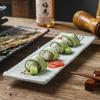 Japanese sushi plate Rectangle ceramic strip vegetable plate Dim sum Western food Sushi fish Dim sum Tableware dumpling tray