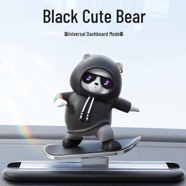 Bear Skateboard Car Ornament: Dashboard Center Console Cartoon for New Cars