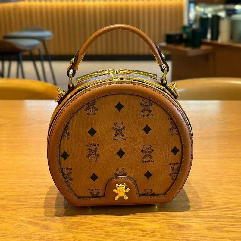 

New niche retro large-capacity portable round cake bag fashionable messenger shoulder bag women