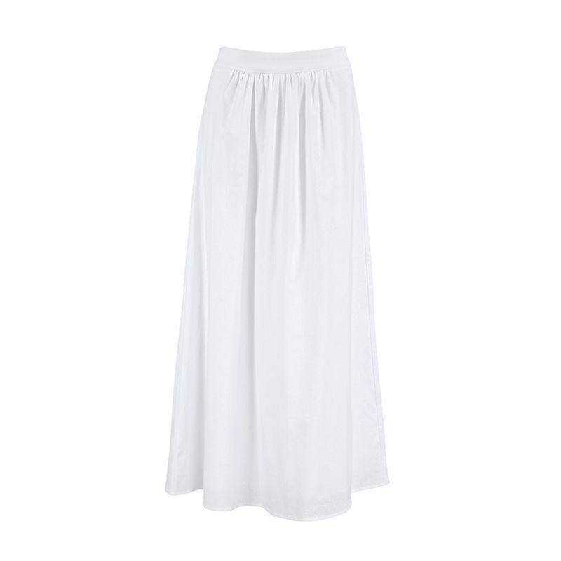 

Fashion 2025 Spring Women s Skirt Cotton Linen White High-Waist Elegant Dress Loose White L(Suggested 57.50 kg-62.50 kg)
