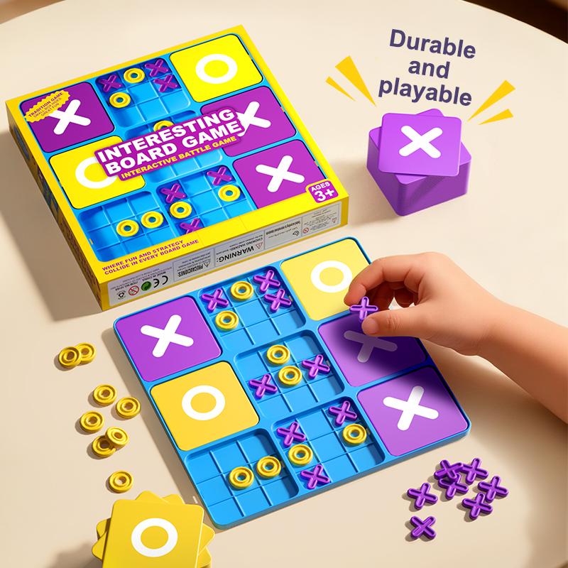 Board Tic-Tac-Toe Game – 3x3 Grid Logic Puzzle for Kids, Educational Board Game To Train Strategic Thinking Christmas Gifts
