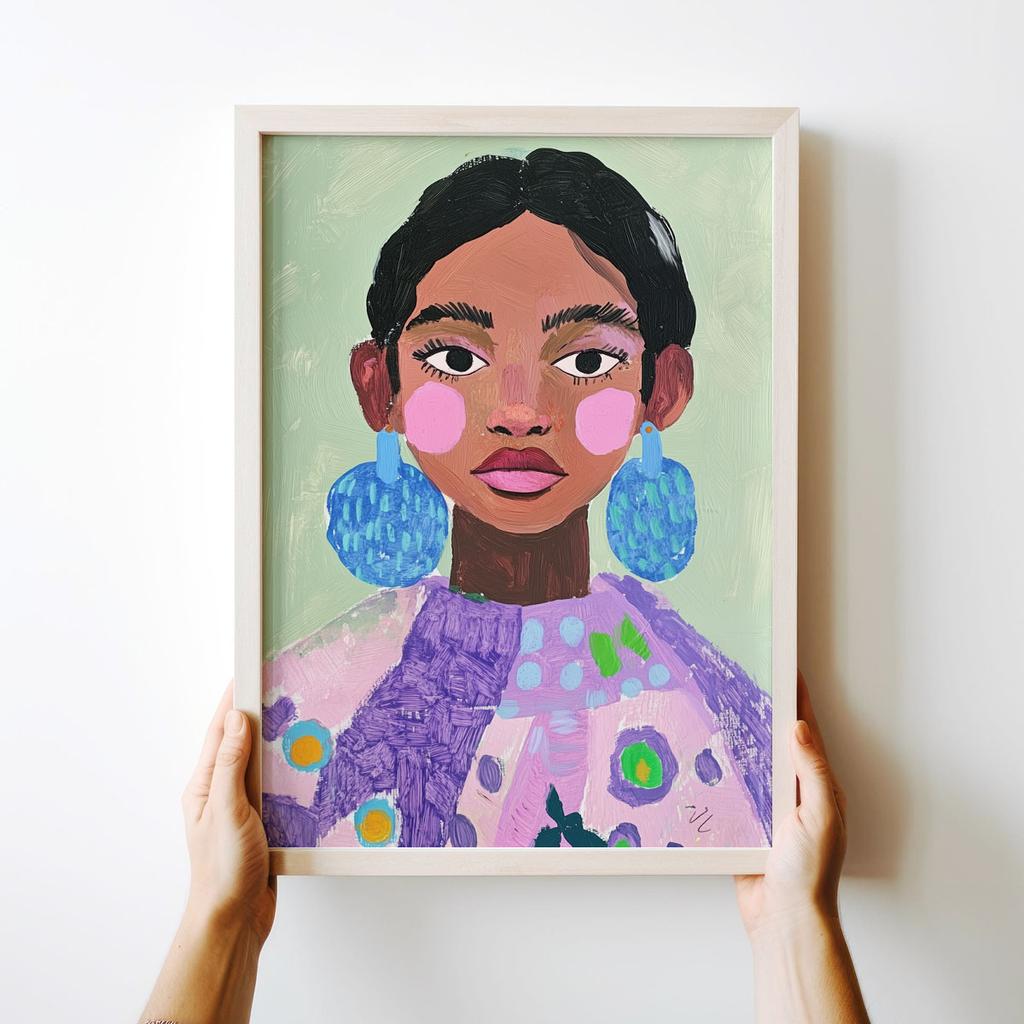 Poster Illustration Blue Earrings