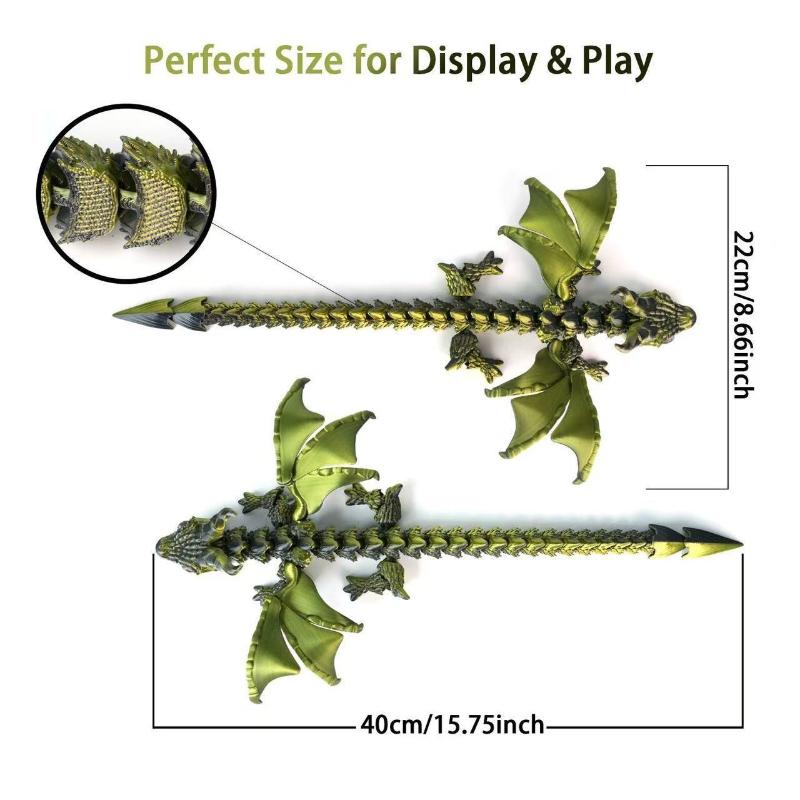 1Pcs 20/30Cm Articulated Dragons Fidget Dragons Desktop Ornaments New 3D Printed Wyvern Dragon With Wings Simulation Model Gift