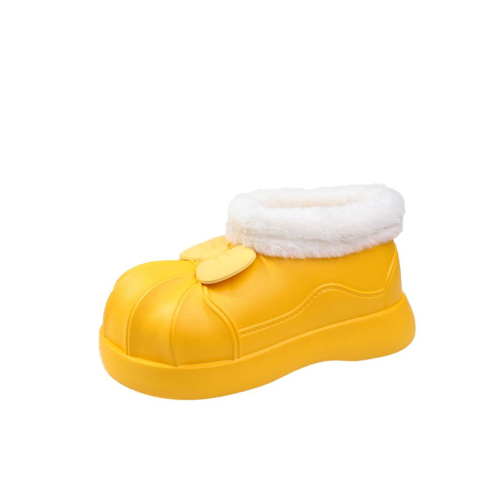 Autumn And Winter Women's Waterproof Rain Boots With Cotton To Keep Warm And Cute Cartoon Bow Ultra-light Waterproof Rain Boots