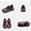 Johnature Sapatos retrô de bico redondo com sola grossa e couro legítimo, sapatos baixos femininos com sola macia