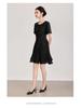 Elegant French Beaded Ruffle Hem Patchwork Gauze Dress for Women - Summer New Arrival