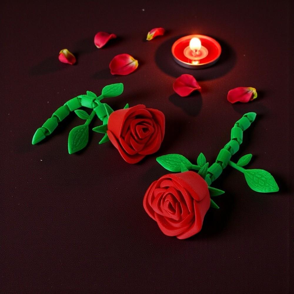 Lustiges Simulations-Rosenmodell Plastik-Rosenblumenfiguren Bewegliche Gelenke Rote Rose Heimdekoration