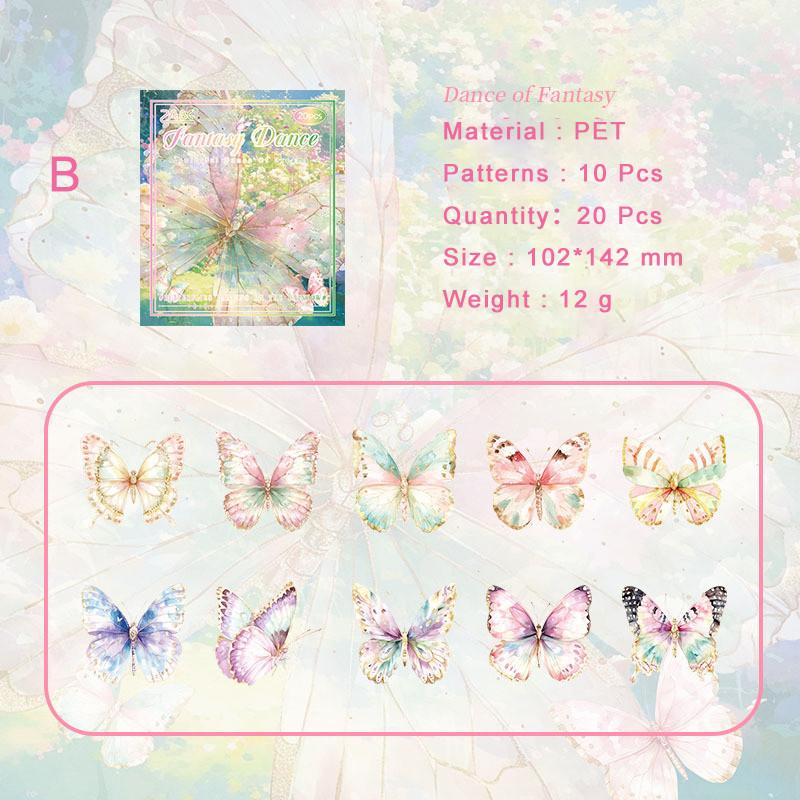 20pcs/pack PET Gilded Butterfly Stickers DIY Scrapbooking Collage Supplies Creative Decor Stationery Aesthetics Stickers