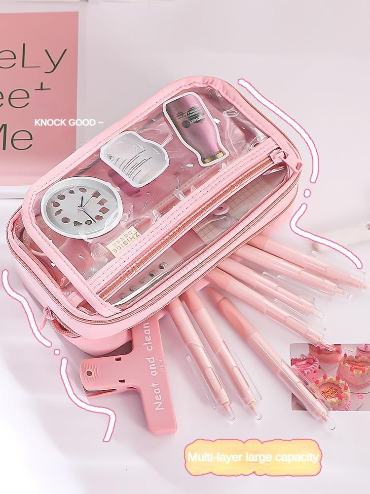 Transparent Pencil Case Lnstagram Style Niche Powerful Stationery Box Good Quality for Elementary School Students