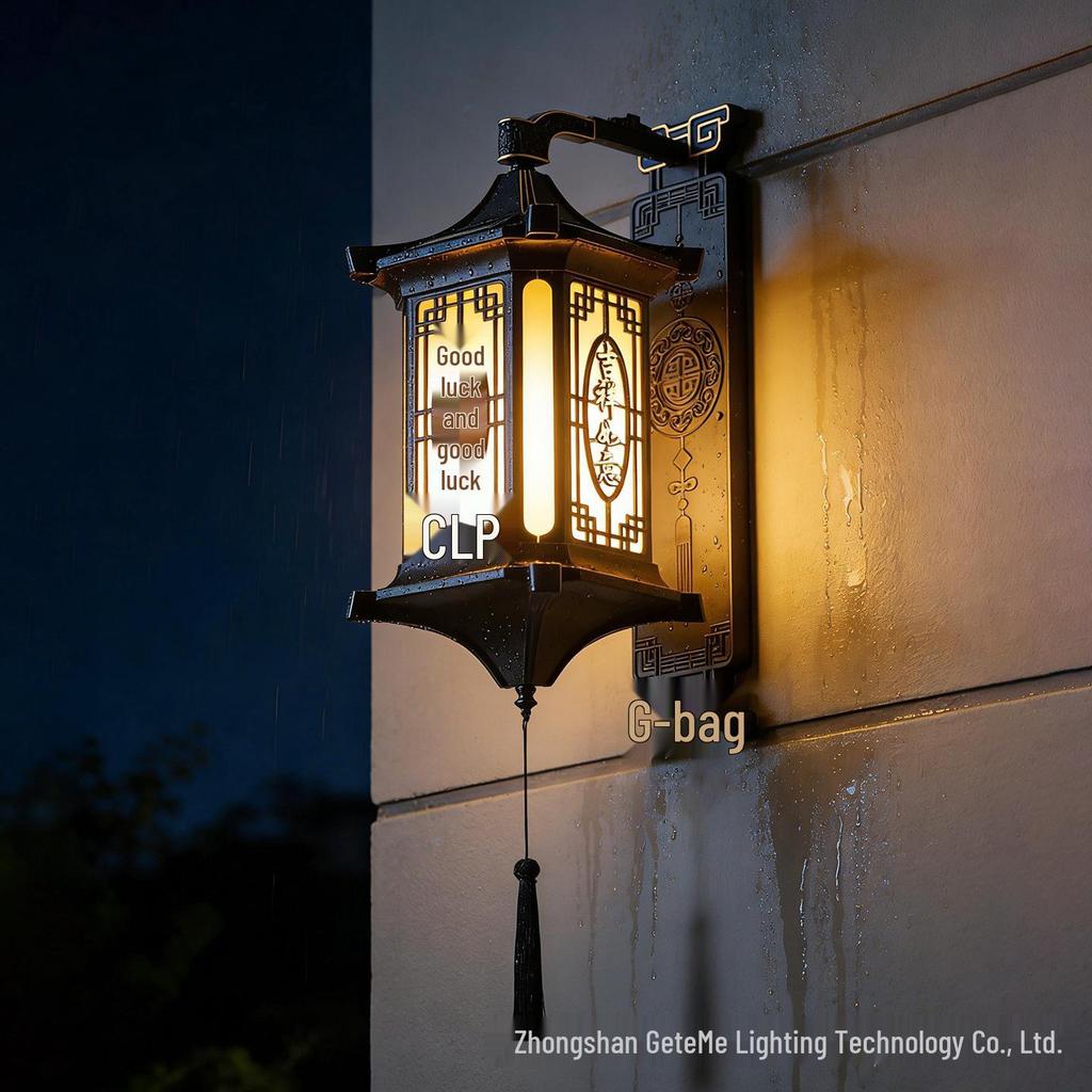 New Solar Wall Lamp - All-Aluminum Chinese Style for Villa, Courtyard, Gate, Pillar & Fence