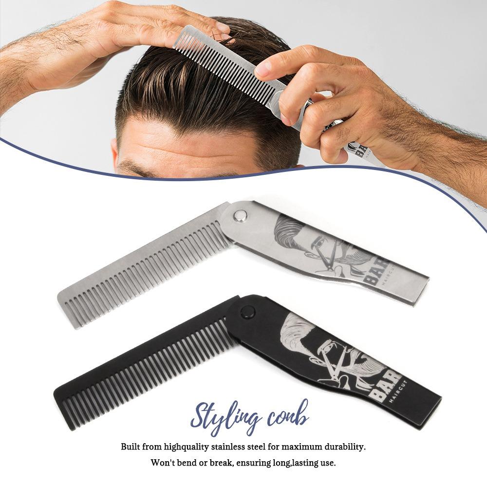

Hairdressing Portable Steel Combs Oil Head Comb Hair Styling Comb Travel Style 1