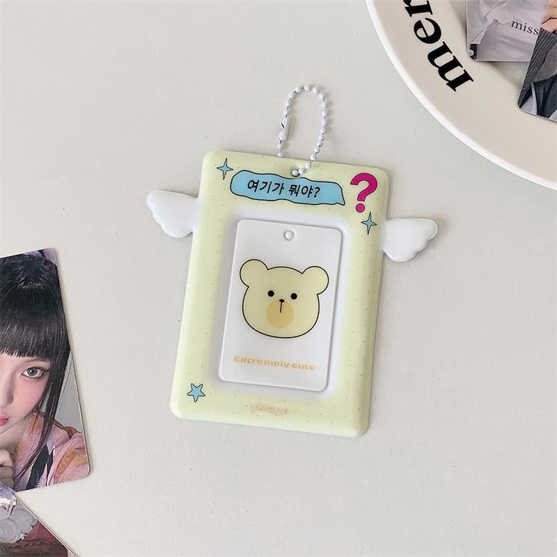 Cute Small Wings Card Holder Photocard Holder Idol Photo Display Protect Storage Card Keychain Bag Pendant Keyring Birthday Gift