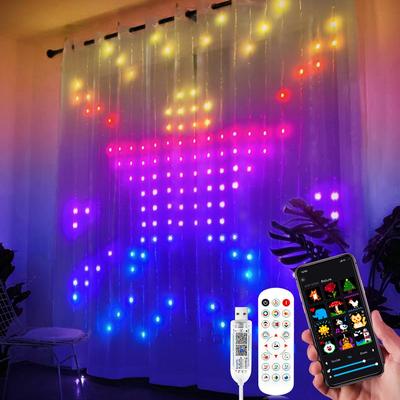 LED RGB Chytrá světla na závěsy s hudbou, ovládáním aplikací a dálkovým ovládáním, LED párty světla na svatbu/Valentýna/narozeniny