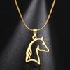 Horse Head Necklace Women Men Stainless Steel Jewelry Snake Chain Animal Pendant for Horseback Riders New Year Zodiac Horse Gift