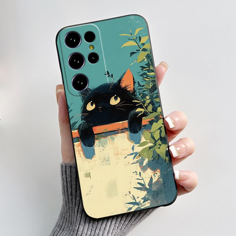 Custodia Per Oukitel C61/C61 Pro/C61 GT Custodia Estetica Gatto Carino Cartone Animato Nero Morbido Silicone Cover Posteriore Antiurto TPU Custodia per Telefono