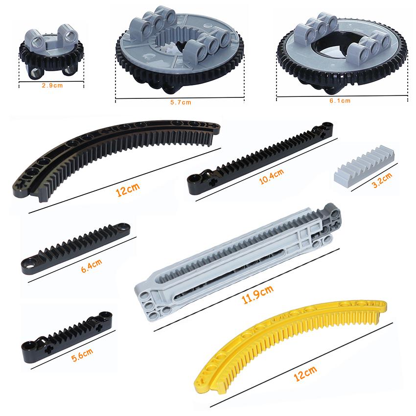 MOC Bricks Gear Axle Series Gear Rotating Platform Gear Rack Differential Power-driven Mechanical Technical Part Building Blocks