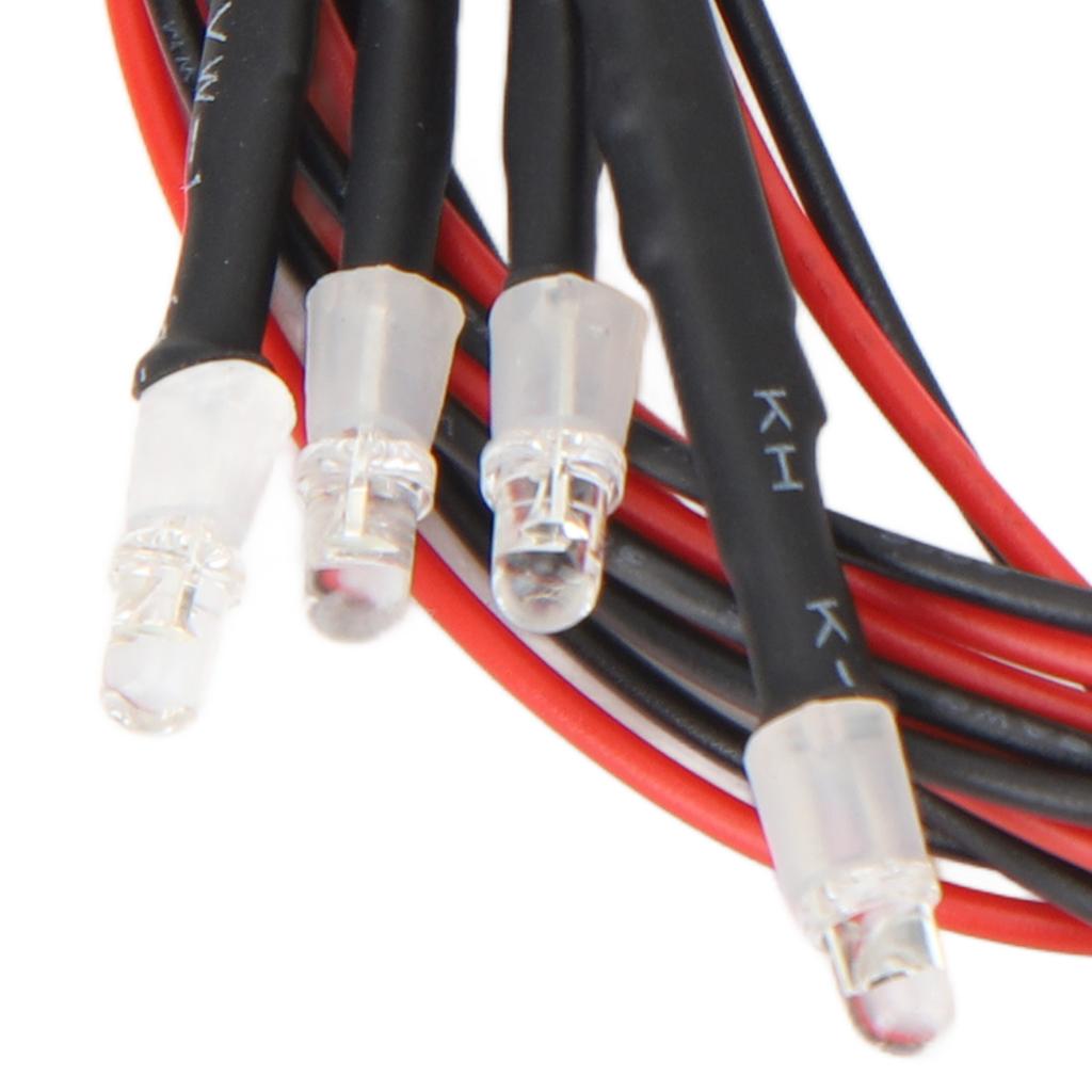 5Pcs RC Car Front LED Light 7.4V 3mm Beads White Red Durable Silicone RC Car LED Light Kit for Repair Replacement