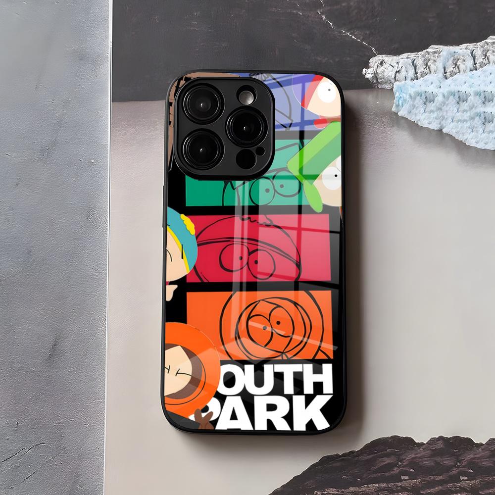 S-South Cute P-Park Phone Case For IPhone 17 Air 16 E Pro Max 15 14 13 Mini 12 Pro 11 Max Plus Black Glass Cover
