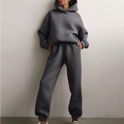 Autumn Winter Women's Tracksuit Oversized Classic Solid Hooded Sweatshirts Two Piece Set Women Casual Hoodies and Trouser Suits for Women Streetwear