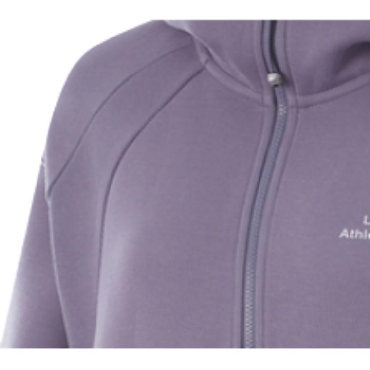 Li Ning Fitness Series Pullover Solid Color Loose Long Sleeve Hoodie Women hoodies Charcoal-Purple AWDUF06-5