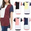 Women's Summer O-neck Loose Short Sleeve Shirt With Leisure Patchwork Design