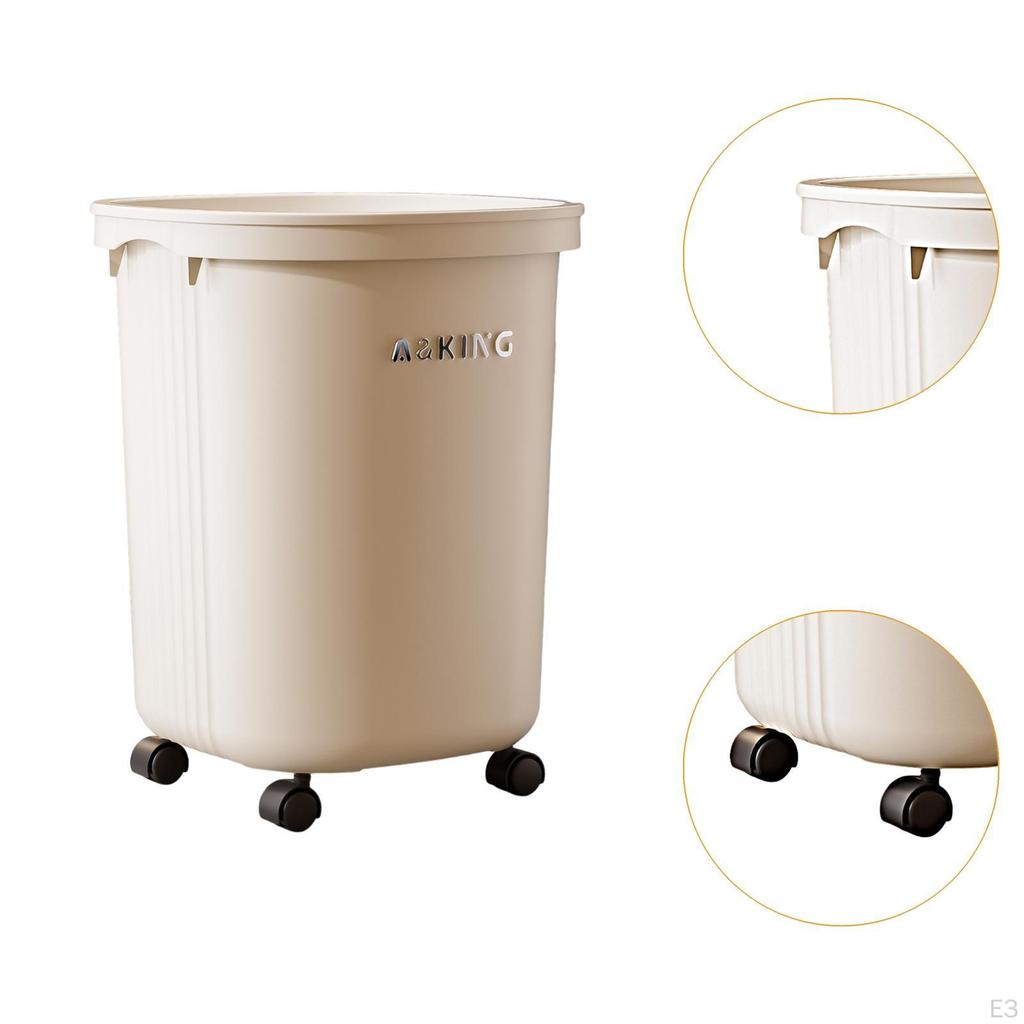 Trash Can with Wheels Dustbin Household Large Capacity Nordic Wastebasket Rubbish Bin for Apartment