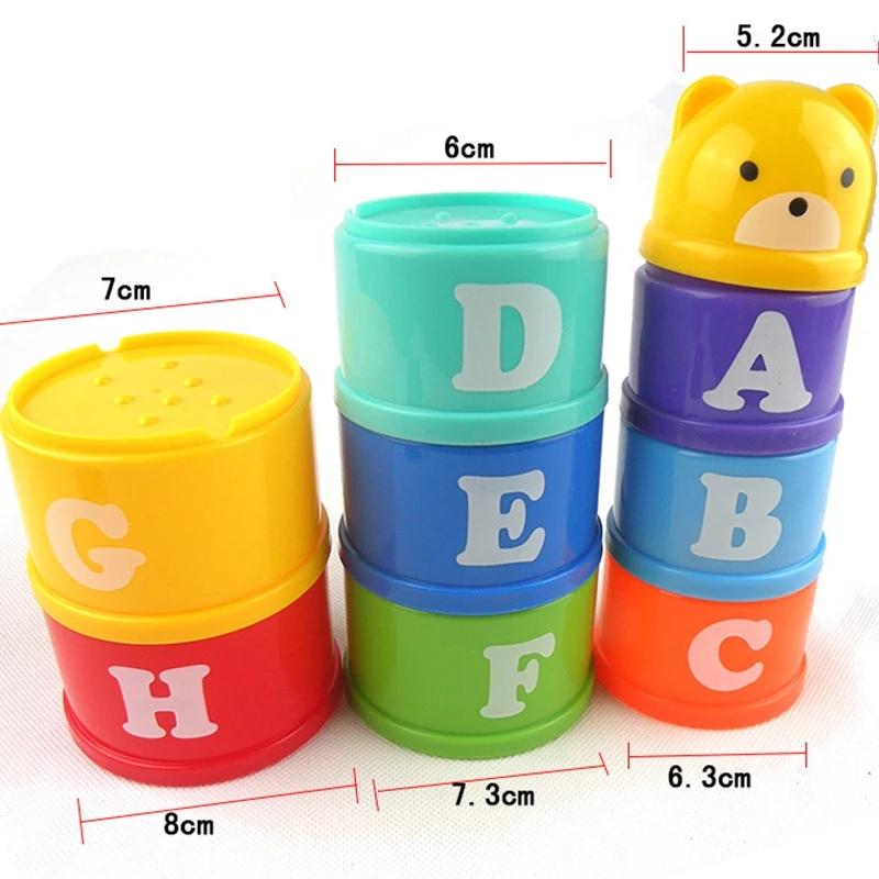 8PCS Educational Baby Toys 6Month Figures Letters Foldind Stack Cup Tower Children Early Intelligence Alphabet Toy for Children