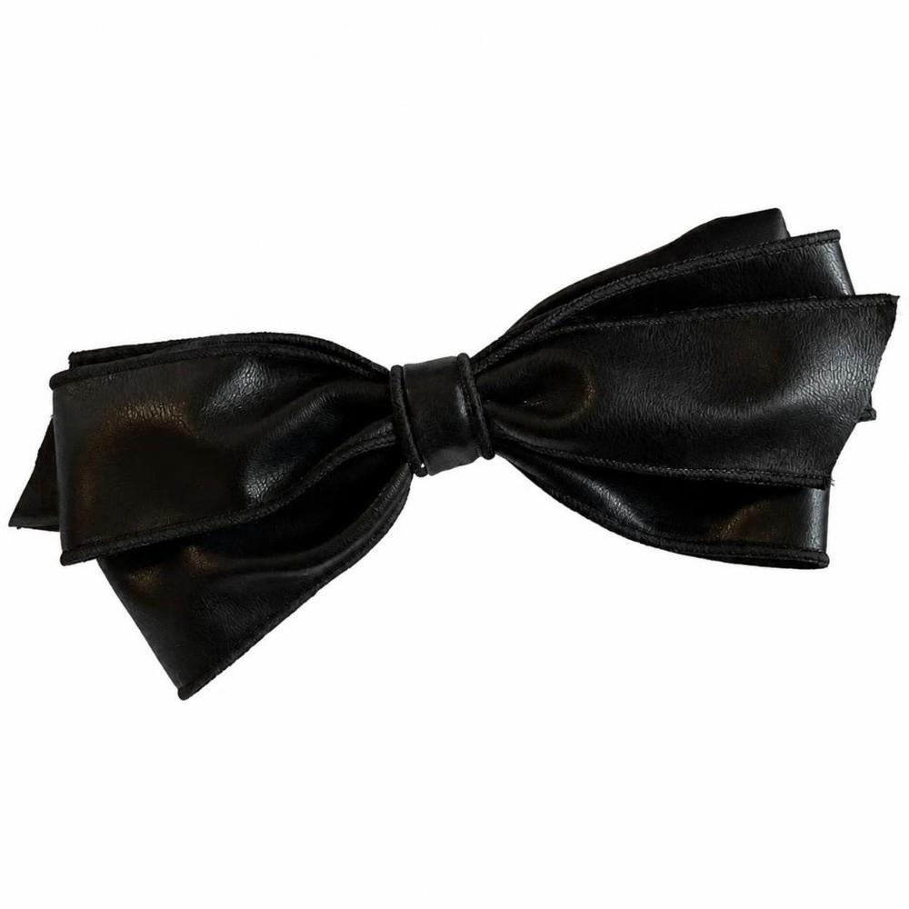 Soft Leather Bow Hair Clips Non-Slip Hair Accessories Elegant Ponytail Holder Women