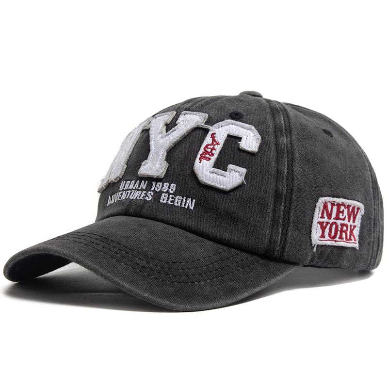 Vintage Big Letter NYC Baseball Cap Men Cotton Washed Spring Autumn Visor Soft Snapback Hat For Women