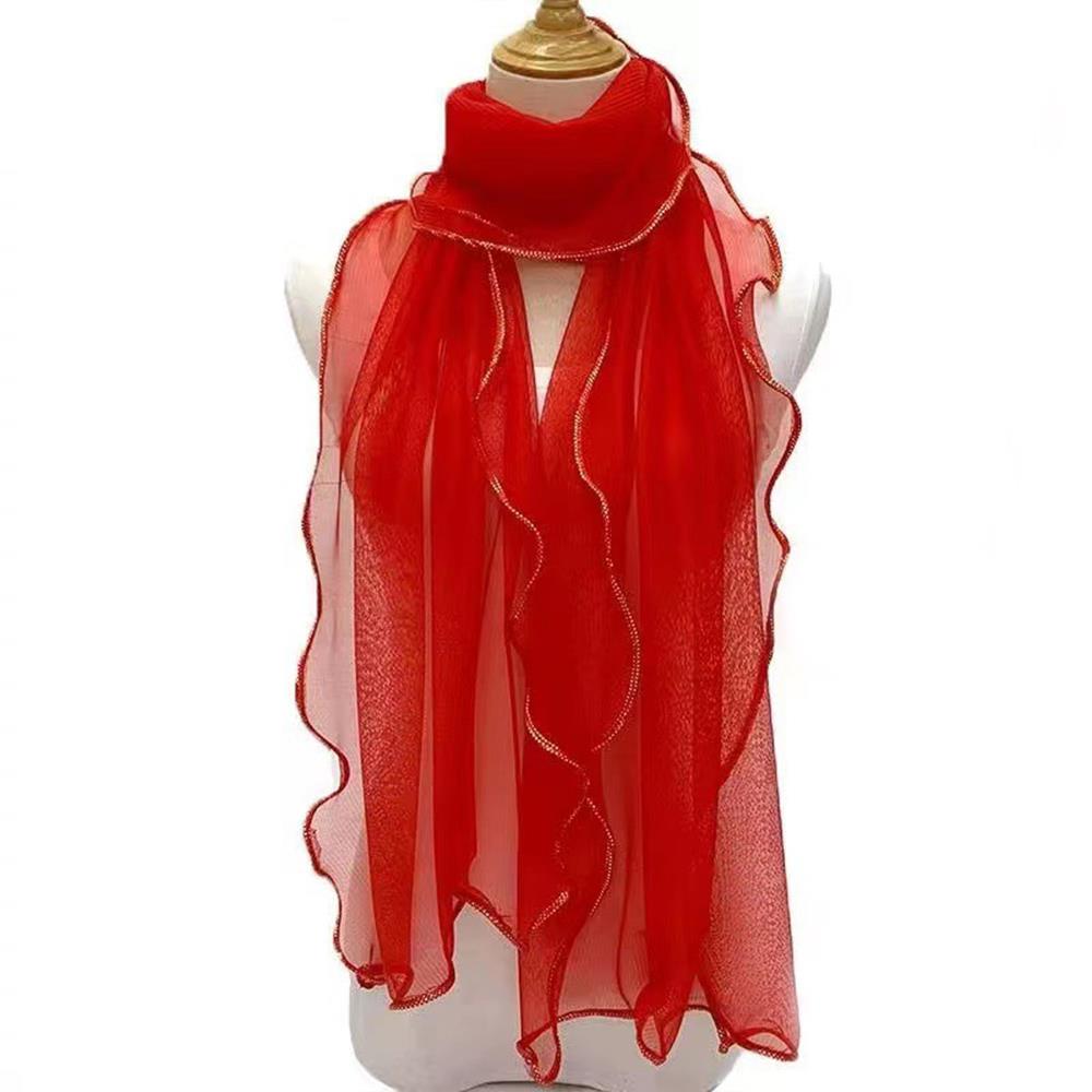 HOT Lightweight Hijab Silk Shawl Elegant Neckerchief Shawl Wraps Women Vintage Lace Tassels Headband Wraps Girl's Neckerchief