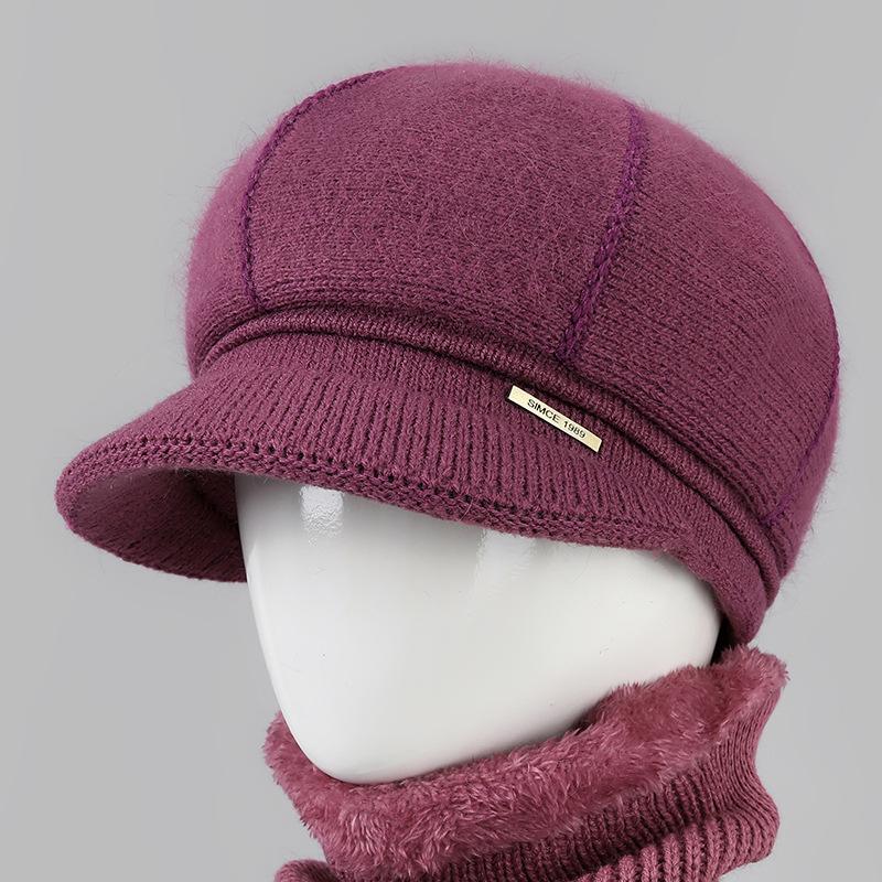 Ladies Winter Rabbit Fur Hat Warm Thickened Knitted Mother Wool Hat Cold Versatile Old Man Hat