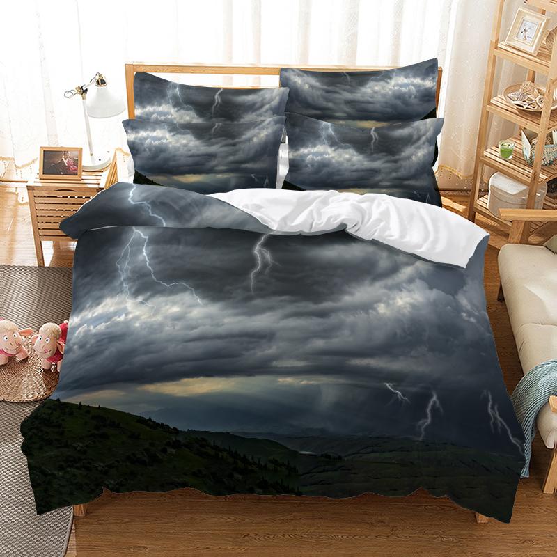 3D Digital Printed Bedding Set, Starry Sky Scenery Quilt Cover and Pillowcase, Single Double Bed, Full-size Bedroom Bedding, Home Decoration