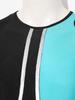 Men‘s Metallic Trim Color Block Swim Jumpsuit Short Sleeve Thigh Length Bodysuit with Back Hidden Zipper for Swimming Training