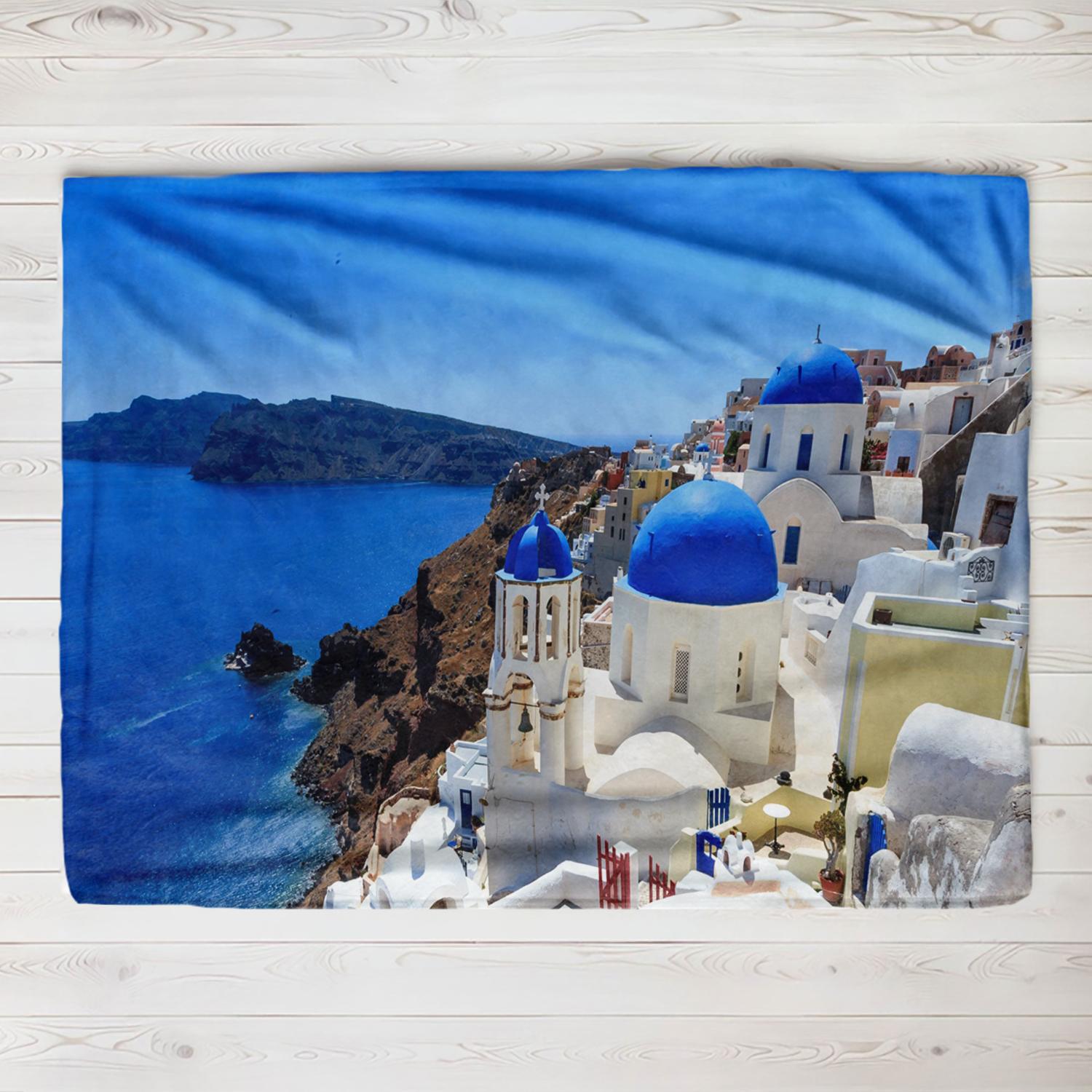 

Greece Santorini Island Printed Thin blanket Camping Throw Bed Sofa Office Air Conditioning Soft Leisure Blankets 75x90cm
