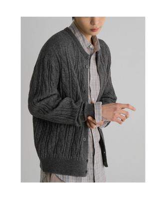 Lightweight Cable Round Cardigan Ash