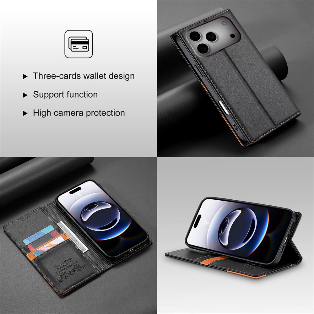 Manyetik Deri Kapaklı RFID Cüzdan Kartlık Telefon Kılıfı IPhone 17 Air 16E 16 Pro Max 15 14 13 12 Mini 11 XS XR Max 8 7 Plus Kılıf için