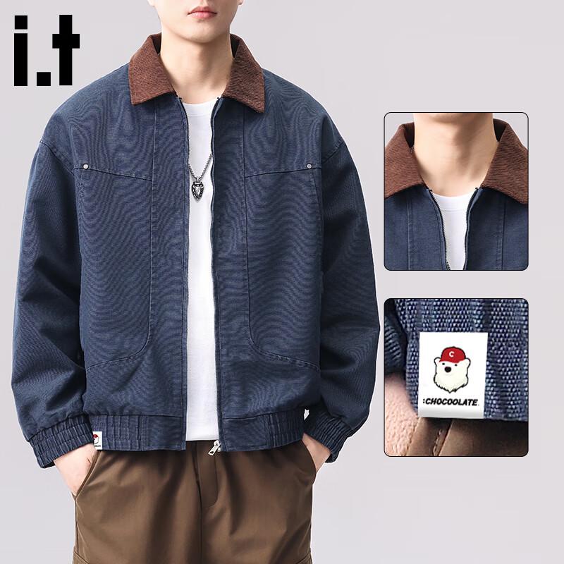 :CHOCOOLATEit Men's Trendy High Street Retro Lapel Denim Jacket