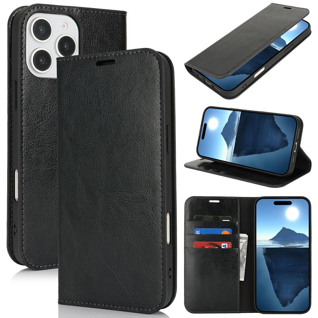 For iPhone 16 Pro Max Case Crazy Horse Texture Split Leather Wallet Phone Cover