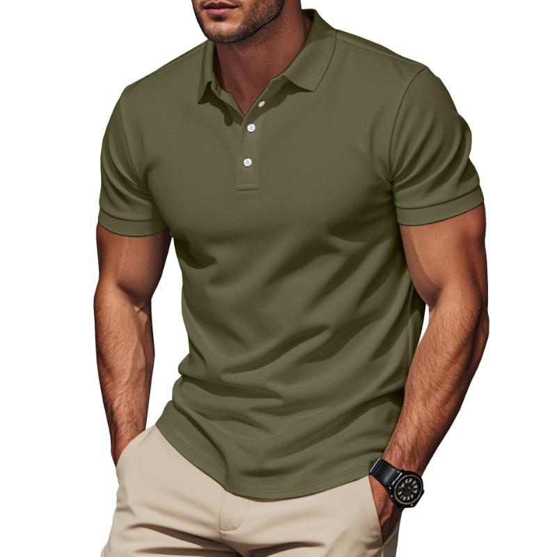 Men American British Style Polo Shirt Slim Fit Short Sleeve Gentleman Summer Casual Solid Color Pullover Tops