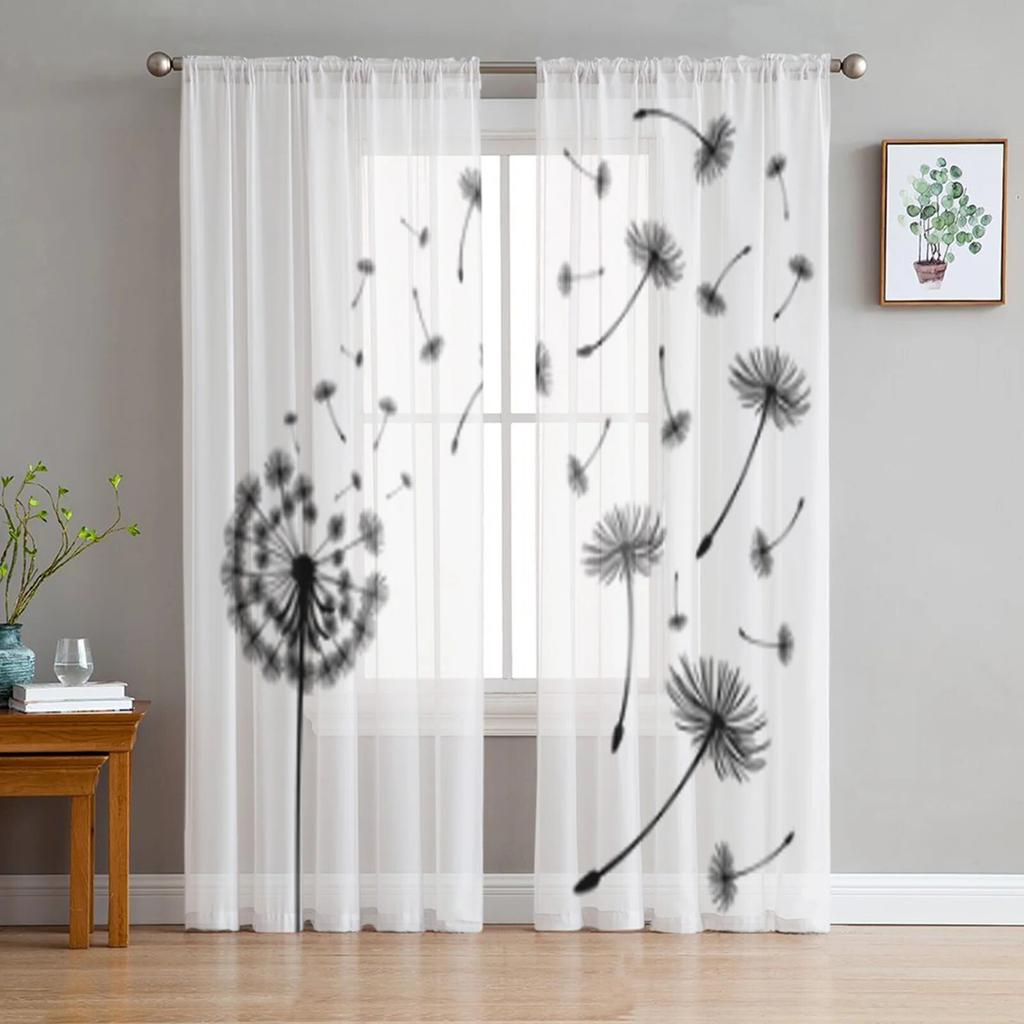 Dandelion Dragonfly Sheer Curtains Window Curtains For Living Room Bedroom Blinds Kids Room Home Decor
