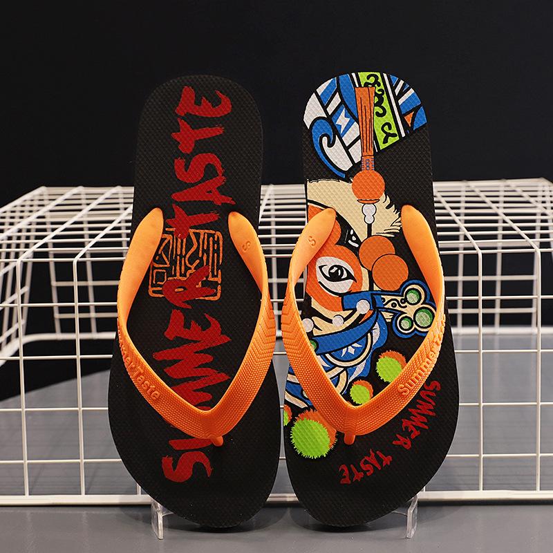 Slippers men's new outdoor pinch men's non-slip personalized sandals Guochao flip-flops trend wearing beach shoes