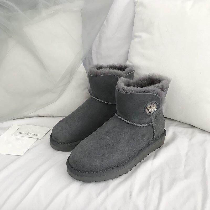 Nieuwe Collectie 2025 Natuurlijk Bont 100% Echt Schapenvacht Sneeuwschoenen Schoenen Dames Wol Dames Winter Sneeuwschoenen Merk Schoenen Dames Schoenen 38