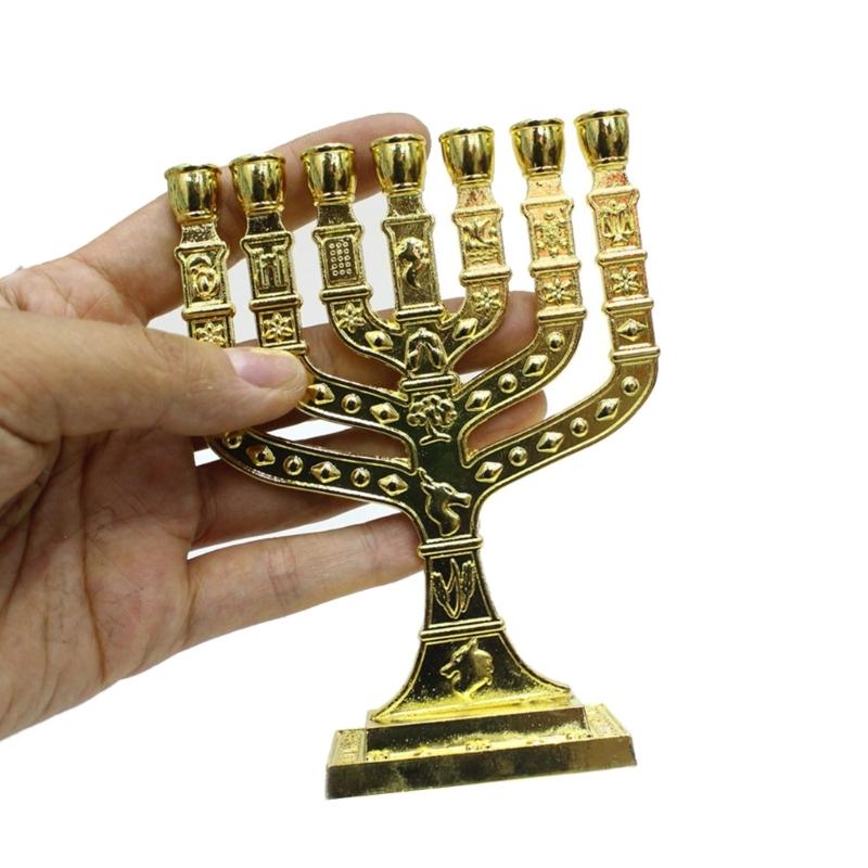 7 Branch Menorah Candle Holder Jerusalem Temple Holy Grail Menorah Hanukkah Candle Stand Jewish Holiday Party Decoration