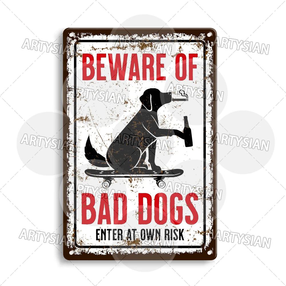 Beware Of Dog Warning Metal Sign German Shorthaired Pointer Aussie Dachshund Labrador Doxie Bulldog Dobermann Pyrenees Shiba Pug