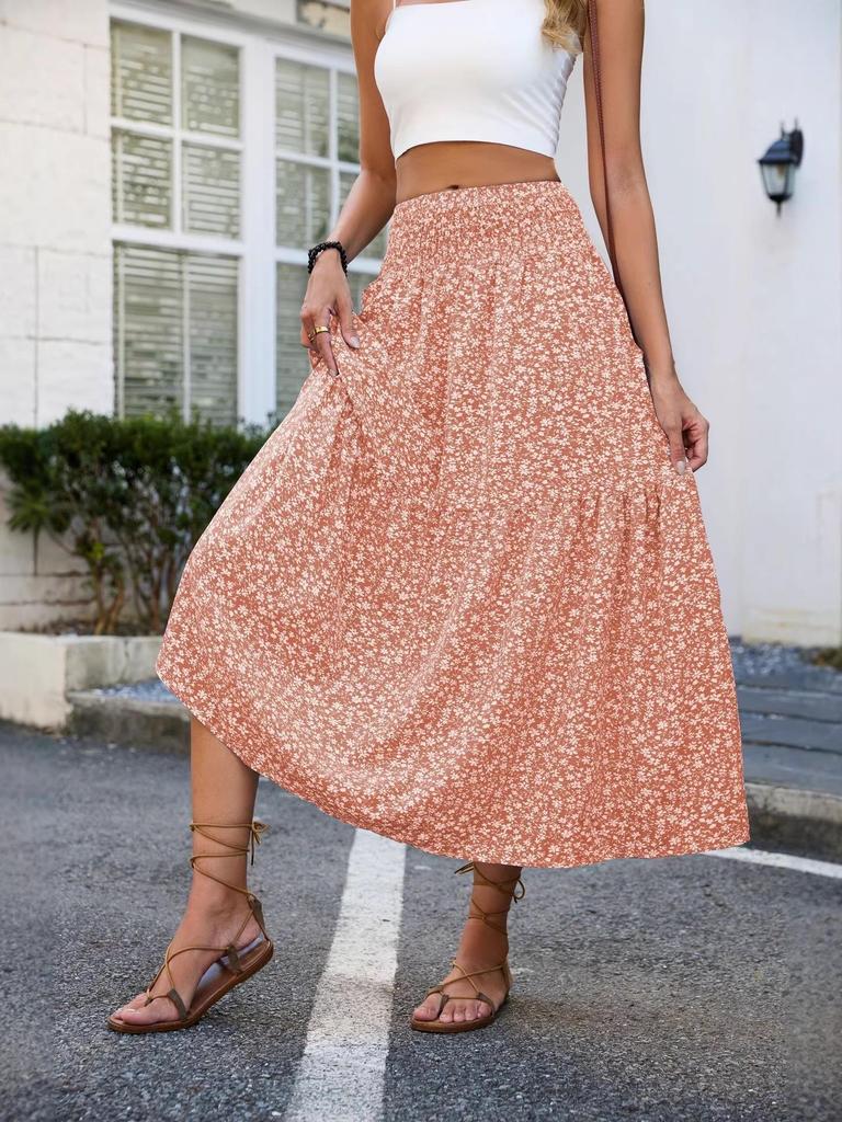 European & American Fashionable Floral High-Waisted Skirt for Women 2026