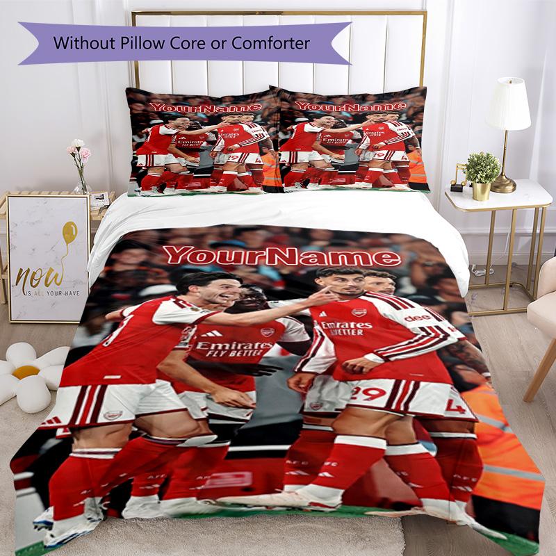 Arsenal Spersonalizuj swój imię Zestaw pościeli Oddychająca poszewka na kołdrę z poszewkami na poduszki Dekoracja domu Prezent urodzinowy
